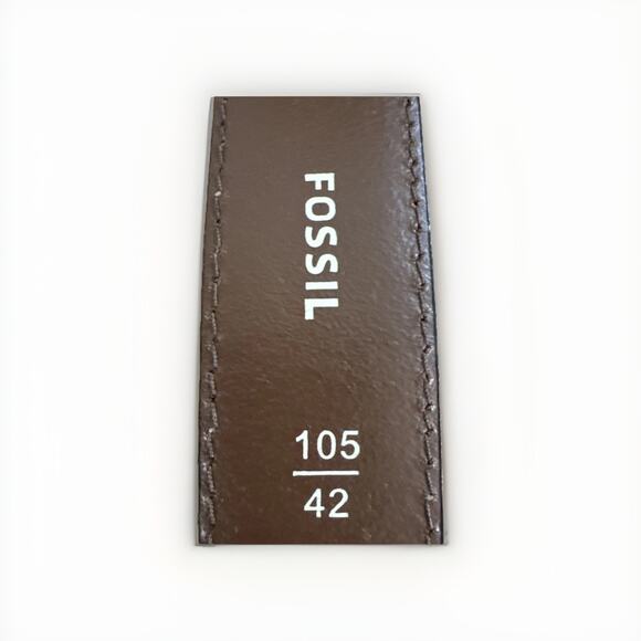 FOSSIL Brown Genuine Leather Belt Size 42 Casual Square Buckle - Picture 3 of 4